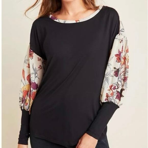 Womens Anthropologie TINY Raye Printed Top Floral Size M EUC! - Picture 1 of 6